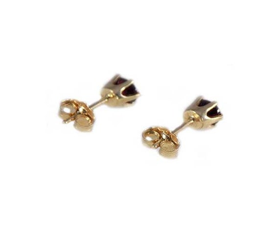 Red Ruby Earrings, 14kt Gold Studs, Ruby Studs, A… - image 7