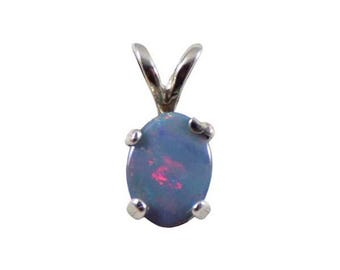 Gorgeous Black Opal Necklace Australian Gemstone Lightening Ridge, Australian Aborigine Legend Stone Maya Aztec Bird of Paradise Gem #317891