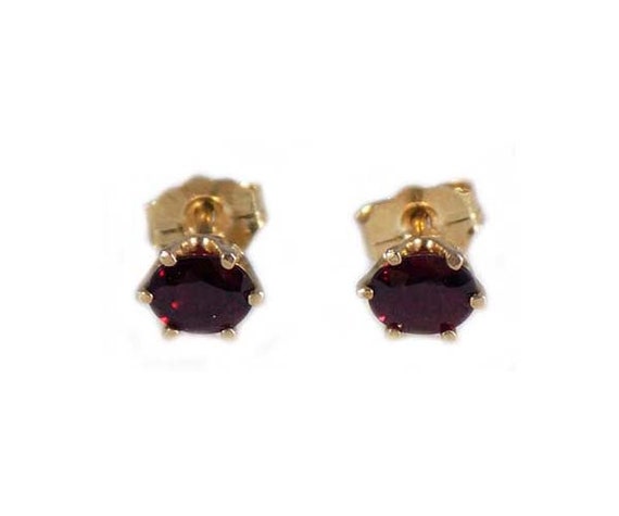 Red Ruby Earrings, 14kt Gold Studs, Ruby Studs, A… - image 8