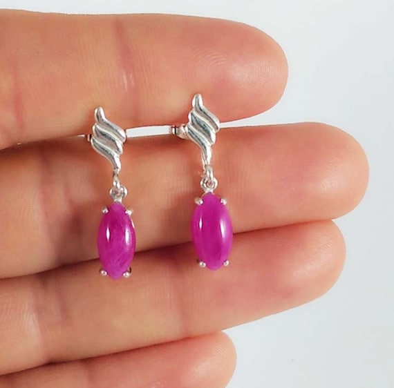 Ruby Earrings Ruby Dangles Ancient Celtic Gems Dr… - image 1