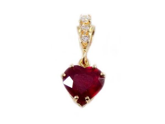 Gorgeous Ruby Heart Pendant Ruby Gemstone 14kt Go… - image 4