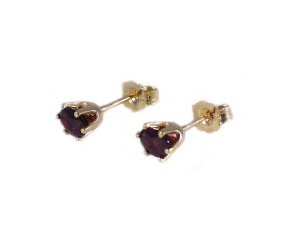 Red Ruby Earrings, 14kt Gold Studs, Ruby Studs, A… - image 3