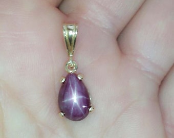 Gorgeous Star Ruby Pendant Medieval Wisdom Amulet, Antique Star Ruby Gemstone Timeless Gift Bright Star Ruby Cabochon Love Talisman #63853