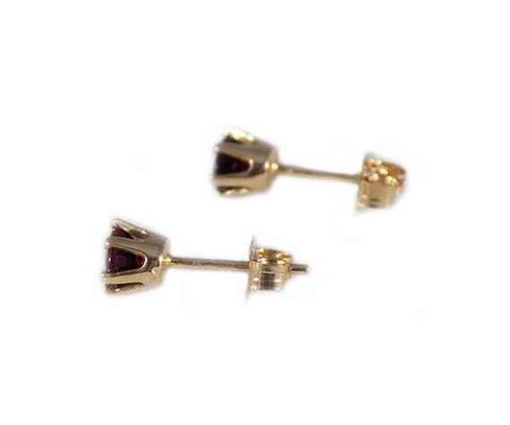 Red Ruby Earrings, 14kt Gold Studs, Ruby Studs, A… - image 5