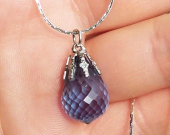 Blue Topaz Briolette Pendant Siberian Topaz Necklace Medieval Amulet 19th Century Gem Engraved Falcon Kindness of the Gods Talisman #66313