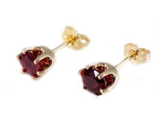 Red Ruby Earrings Genuine Ruby Gemstone 14kt Gold… - image 3