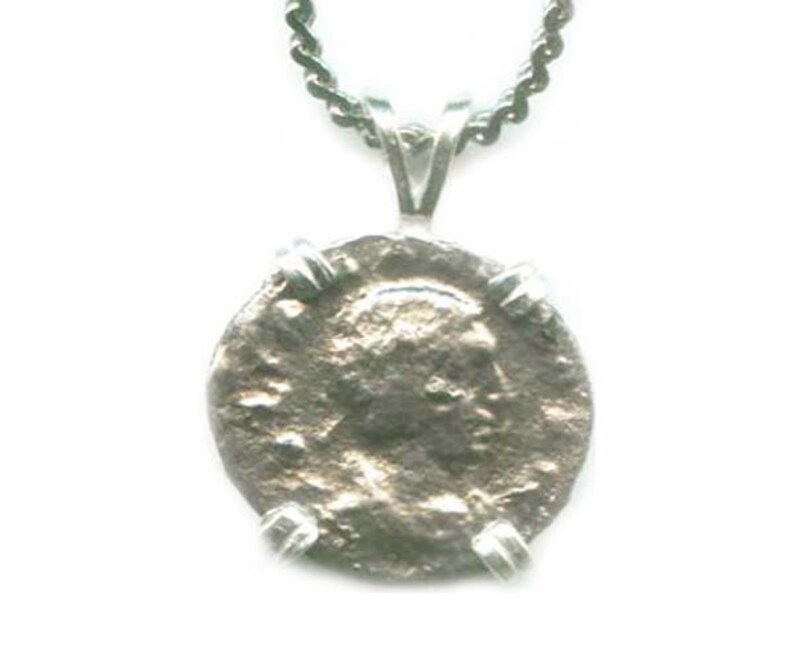 Genuine Ancient Coin Pendant Ancient Roman Coin Necklace Silver Coin Empress Julia Maesa Jewelry Goddess of Modesty Chastity Pudicitia 57165 image 1