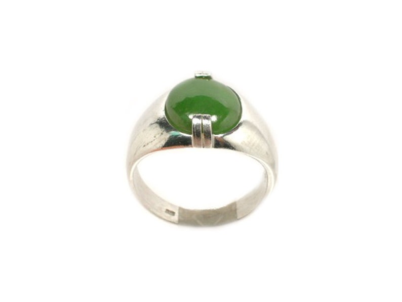 Jade Ring Swiss Alps Nephrite Gemstone, Handsome Antique Gemstone, Neolithic Stone Age Amulet, 19th Century Jade Gem, Cabochon Ring, Sterling Silver Ring Size 10, Gorgeous Jade Jewelry, Green Cabochon Jewelry Gift