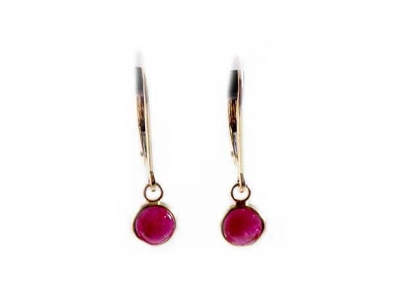 Ruby Earrings 14kt Gold Ruby Dangles, Ancient Amu… - image 2