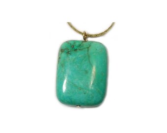 Siberian Turquoise Pendant, Ancient Persian Talisman, Evil Eye Protect Turban Stone, 19th Century Antique Gemstone, Turquoise Necklace 59275