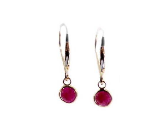 Ruby Earrings 14kt Gold Ruby Dangles, Ancient Amu… - image 3
