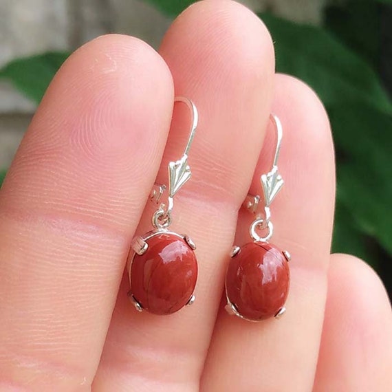 Red Jasper Earrings Medieval Norse Saga Gemstone Red Jasper Cabochon 19th Century Gem Antique Gemstone Nubian Jasper Viking Gemstone #27804