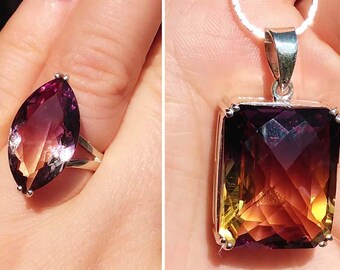 Gorgeous Ametrine Ring + Ametrine Pendant :Spanish Conquistador Gem, , Ancient Amulet Persian Caravan Gem #65043 + #60320