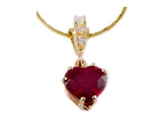 Gorgeous Ruby Heart Pendant Ruby Gemstone 14kt Go… - image 9