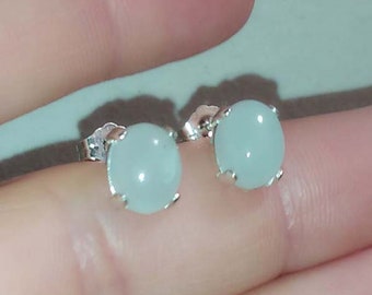 Aquamarine Earrings Ancient Mariner Amulet Neptune God Aquamarine Studs Ocean God Gems, 18th Century Antique Gemstone Seawater Blue #65009