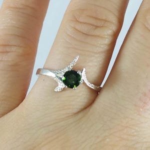 Rare Chrome Diopside Ring Siberian Gemstone, Chrome Diopside Gemstone Yakutsk Emerald Medicinal Amulet Good Health Talisman Green Gem #57935