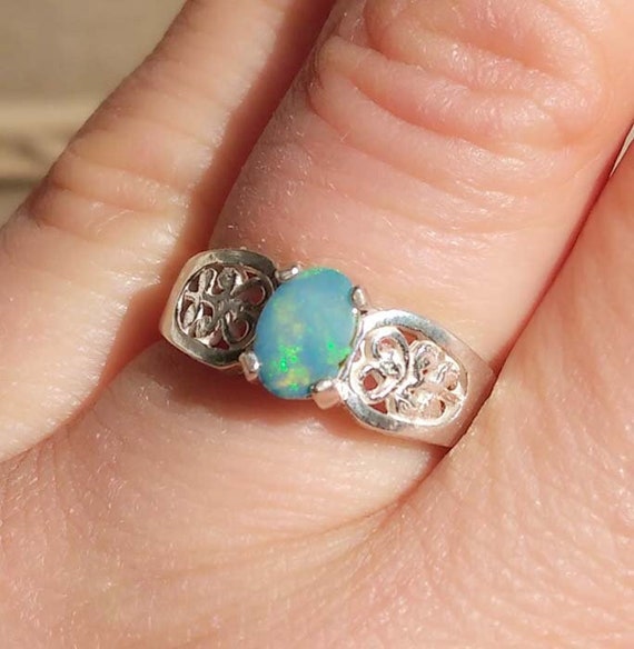Australian Black Opal Ring Lightening Ridge Gem Ancient Roman Cupid Stone Gorgeous Black Opal Mark Antonys Favorite Gem True Love Gem #31615