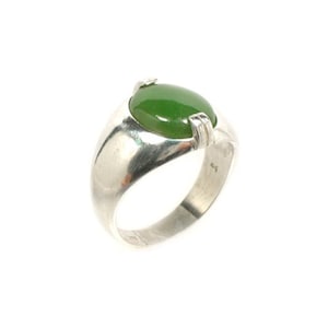 Jade Ring Swiss Alps Nephrite Gemstone, Handsome Antique Gemstone, Neolithic Stone Age Amulet, 19th Century Jade Gem, Cabochon Ring, Sterling Silver Ring Size 10, Gorgeous Jade Jewelry, Green Cabochon Jewelry Gift
