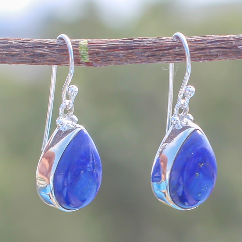 Lapis Lazuli Natural Gemstone 925 Solid Sterling Silver Handmade Earring 1.09