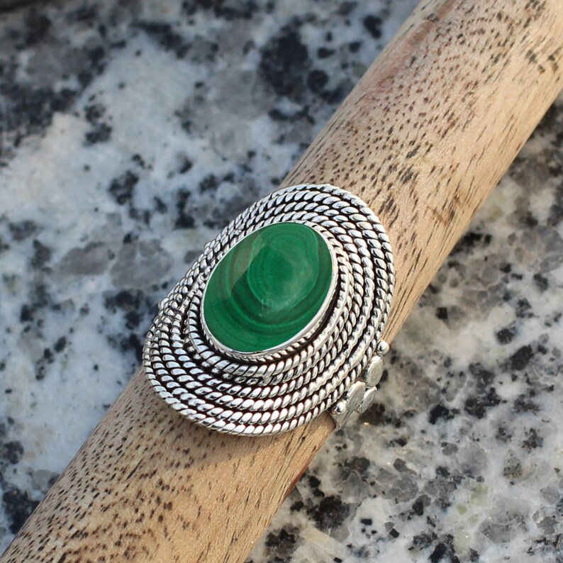 Malachite Natural Gemstone 925 Solid Sterling Silver Handmade Ring