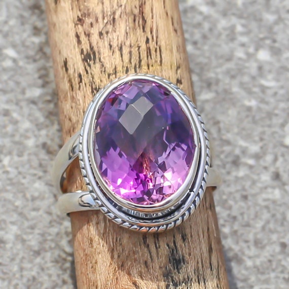 Fabulous African Amethyst Gemstone 925 Sterling Silver Handmade Ring All Size