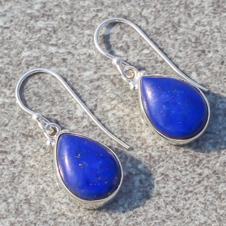 Lapis Lazuli Natural Gemstone 925 Solid Sterling Silver Handmade Earring 1.09