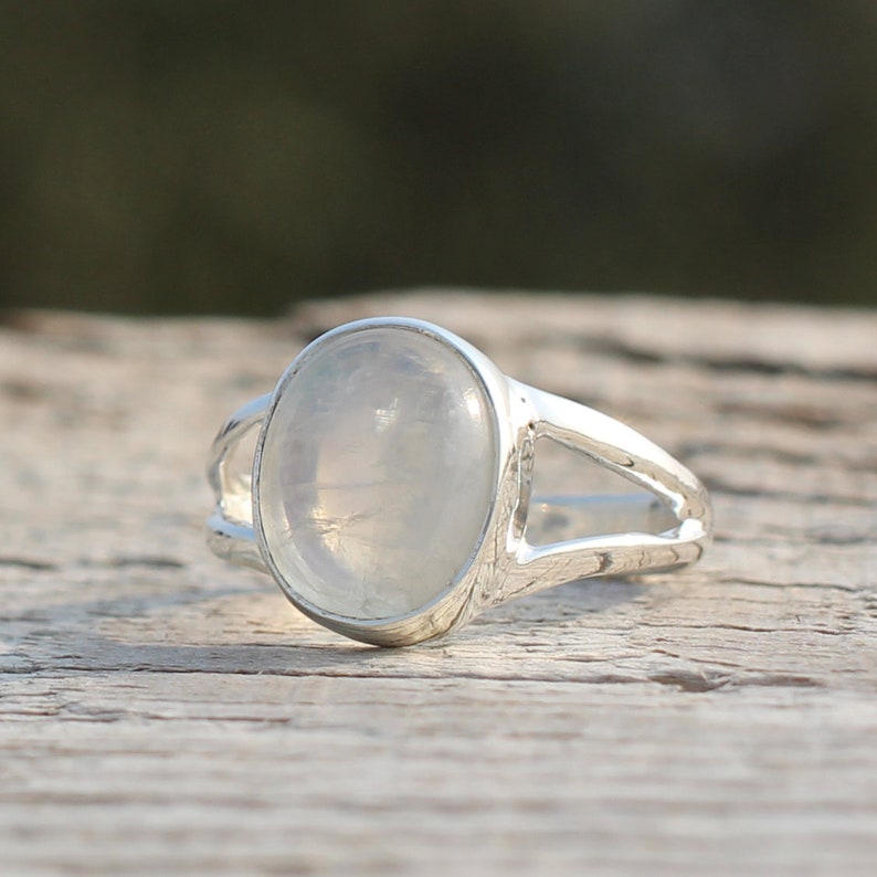 Rainbow Moonstone Natural Gemstone 925 Solid Sterling Silver Handmade Ring