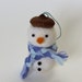 Acorn hat wool felt snowman with blue scarf / handmade wool Christmas tree ornament / decoration / gift