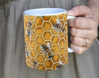 Beehive Mug | Honey Bee Mug | Gold Hexagon | Manchester Bee