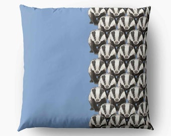 Badger Cushion Blue * Badger Pattern * Blue Pillow Badger Print * Countryside Decor