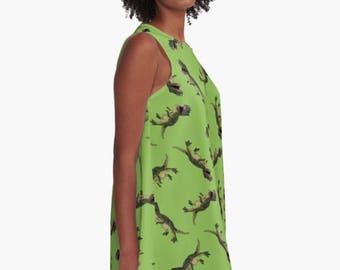 Ladies Dinosaur Dress * Floaty Aline Dress * Nerdy Girl Designs * Long Tunic * Dinosaur Clothes * Adult Trex Dress * Unusual Womens Clothes