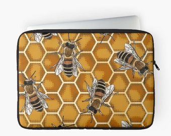 Honey Bee Laptop Bag * Beehive MacBook Sleeve * Golden Honey Bag * 12" 13" 15" * Padded Laptop Case * Beekeeper Bag * Manchester Worker Bee