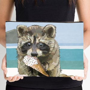 Raccoon Zipper Bag Raccoon Cub Beach Bag Raccoon Ice Cream Zip Bag image 7