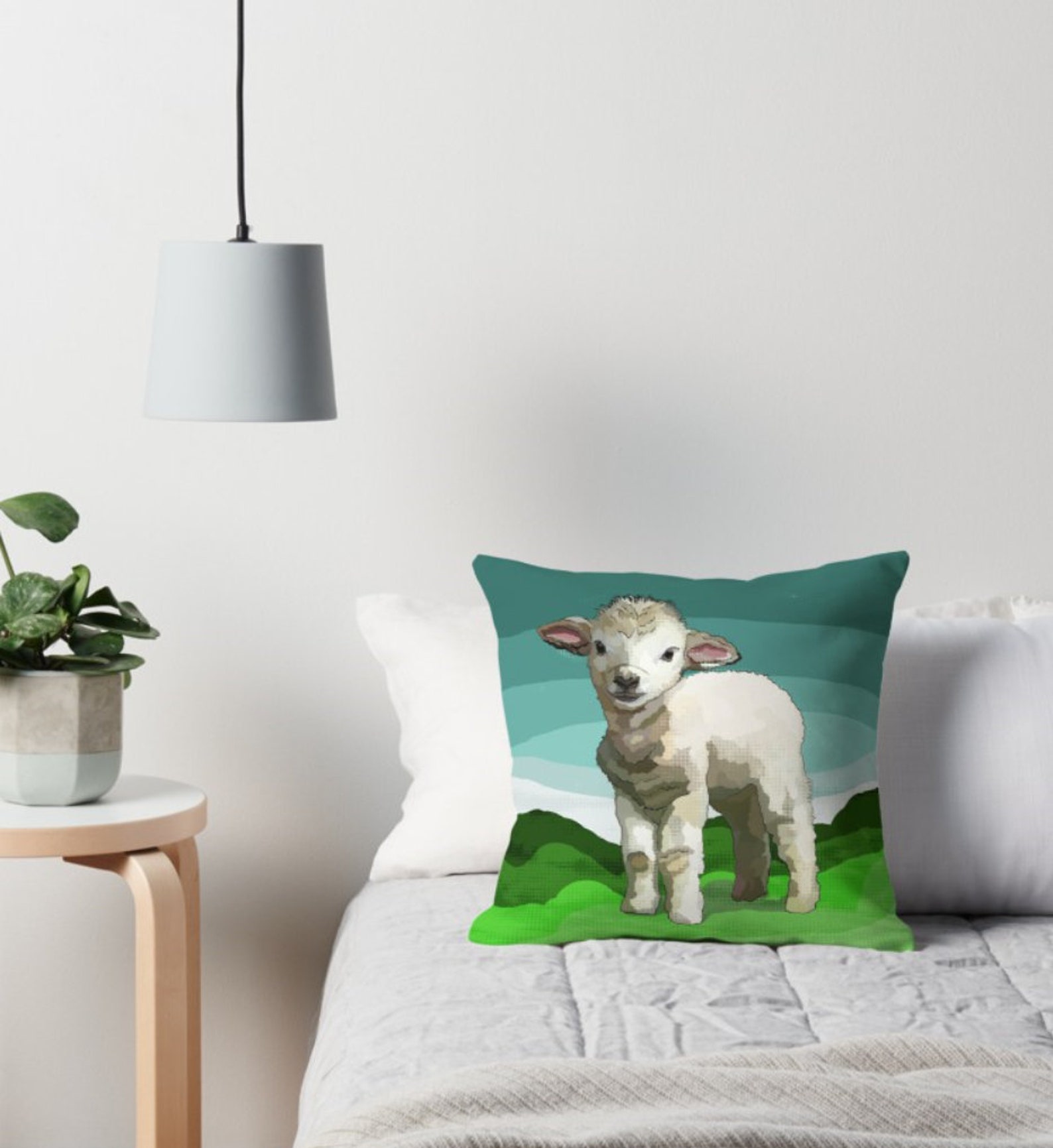 Spring Lamb Cushion Cover Easter Decor Throw Pillow Green Etsy Australia