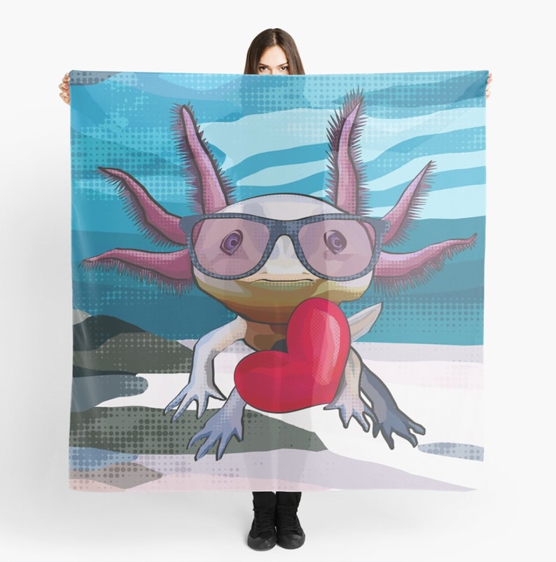 Axolotl Pouch Axolotl Zipper Bag Axolotl in glasses holding a heart by BeeFoxTree Bild 8