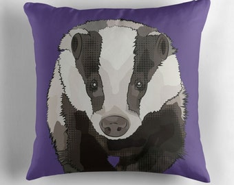 Purple Badger Cushion Cover * Double Sided Scatter Pillow / Throw Pillow in Ultravolet * Badger Pillow Cover