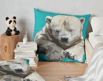 Teal Polar Bear Cushion * Floor Pillow or Scatter Cushion / Throw Pillow