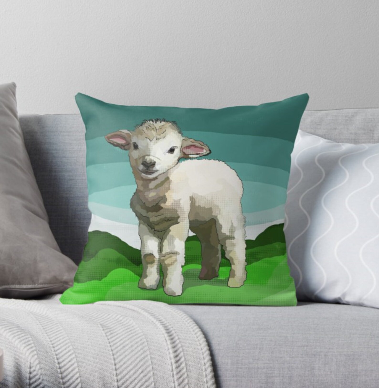 Spring Lamb Cushion Cover Easter Decor Throw Pillow Green Etsy Australia