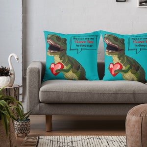 Roaaar Means I Love You in Dinosaur Cushion Dinosaur Valentine Cushion Dinosaur Anniversary Romantic T-Rex Present image 7