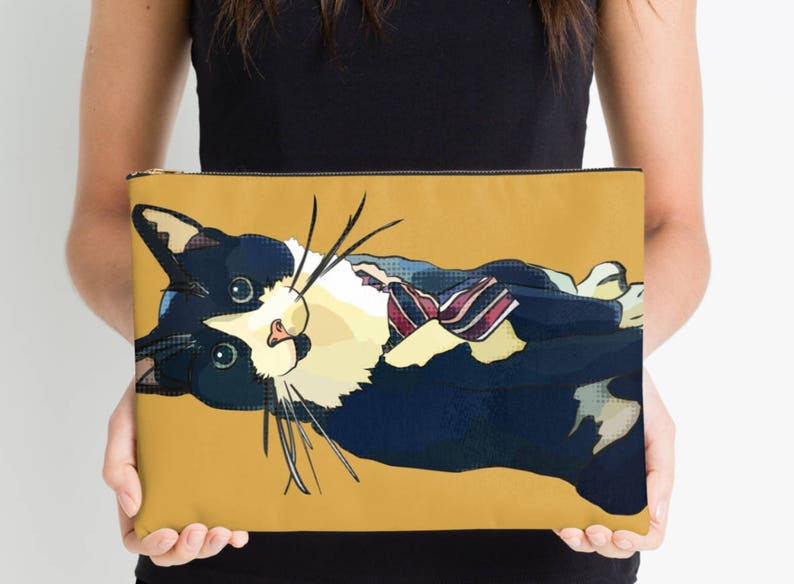 Tuxedo Cat Zipper Bag Tuxedo Cat Purse Cat Lover Bag Tuxedo Cat Storage image 6