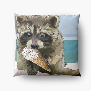 Raccoon Zipper Bag Raccoon Cub Beach Bag Raccoon Ice Cream Zip Bag image 8