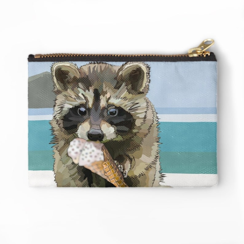 Raccoon Zipper Bag Raccoon Cub Beach Bag Raccoon Ice Cream Zip Bag image 6