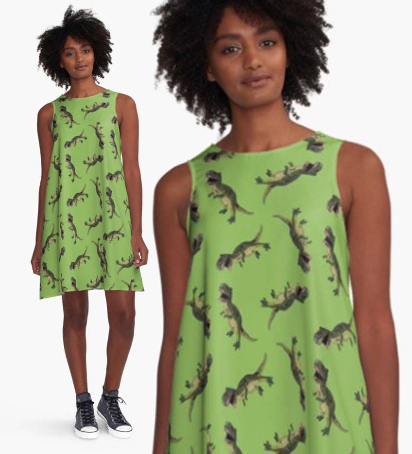 Ladies Dinosaur Dress Floaty Aline Dress Nerdy Girl Etsy