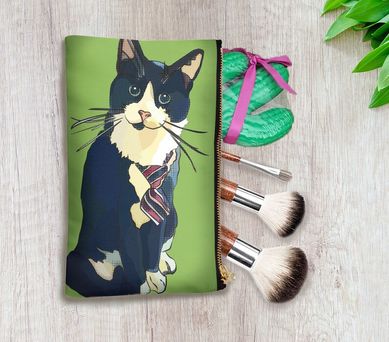 Tuxedo Cat Zipper Bag Wash Bag Cat Print Fabric Animal Etsy