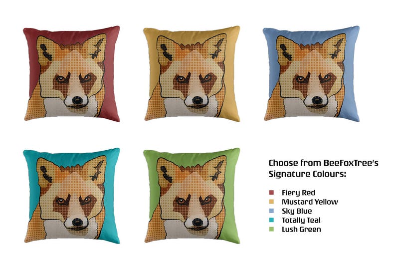 Fox Cushion Cover Fox Print Woodland Nursery Pillow British Wildlife Pop Art Bright Garden Cushions Colourful Nature Throw Pillow image 4