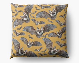 Bat Cushion Cover, Bats Fall Decor, Grey Cushion, Halloween Decor, Fall Decor