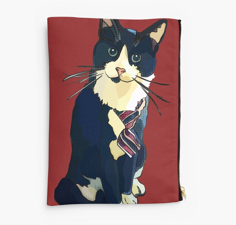 Tuxedo Cat Zipper Bag Tuxedo Cat Purse Cat Lover Bag Tuxedo Cat Storage image 8