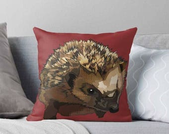 Hedgehog Cushions * Hedgehog Print * Nature Lover Gift * Hedghog Gifts * Decorative Pillows * Home Decor * British Wildlife * Hygge Cosy UK