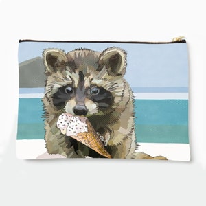 Raccoon Zipper Bag Raccoon Cub Beach Bag Raccoon Ice Cream Zip Bag image 1