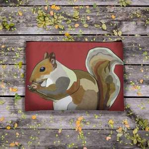 Red Squirrel Tablet Sleeve Squirrel iPad Sleeve Tablet Case Laptop Cover Valentine's Pouch Red Kindle Sleeve Nature Design Zipper image 2